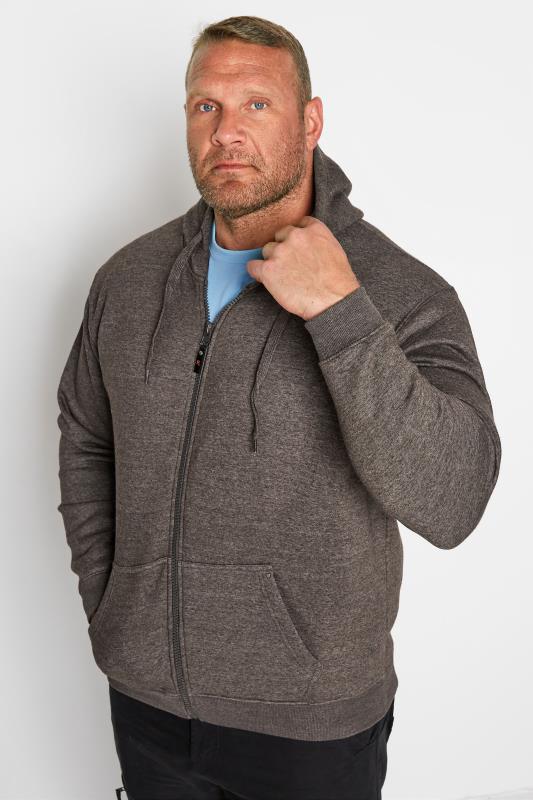 D555 D555 Big & Tall Rockford Grey Cantor Zip Through Hoodie