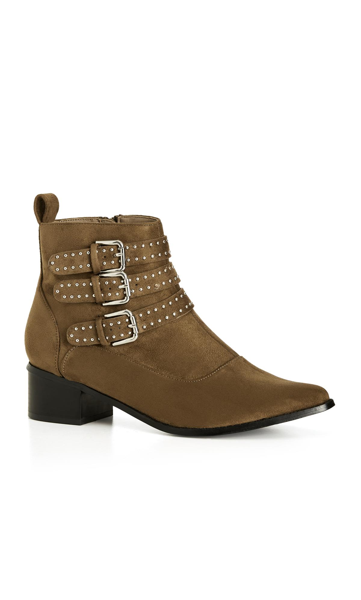Evans Evans Brown Stud Detail Faux Suede Ankle Boots