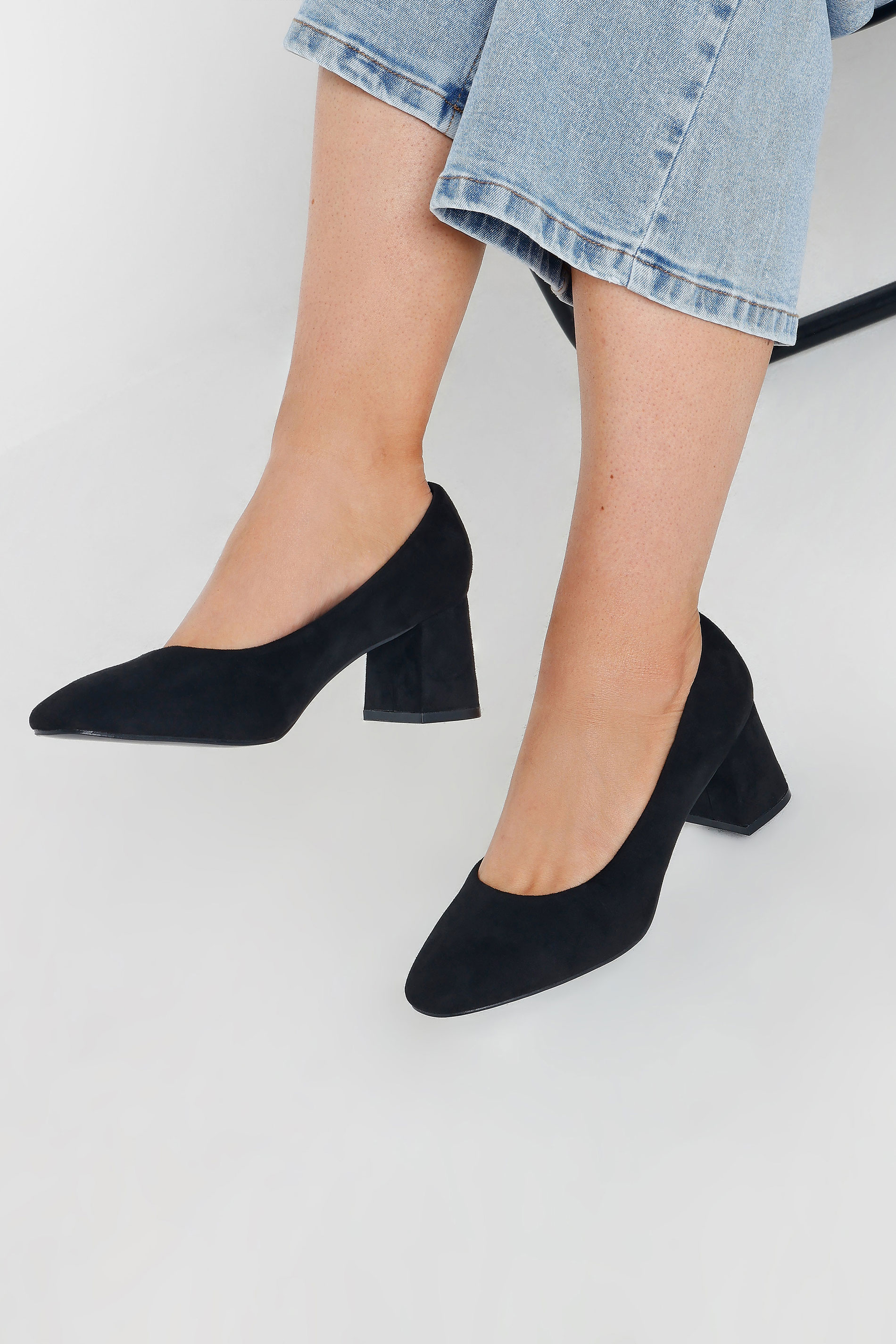 Yours Nude Patent Mid Block Heel Court Shoes In Extra Wide EEE Fit
