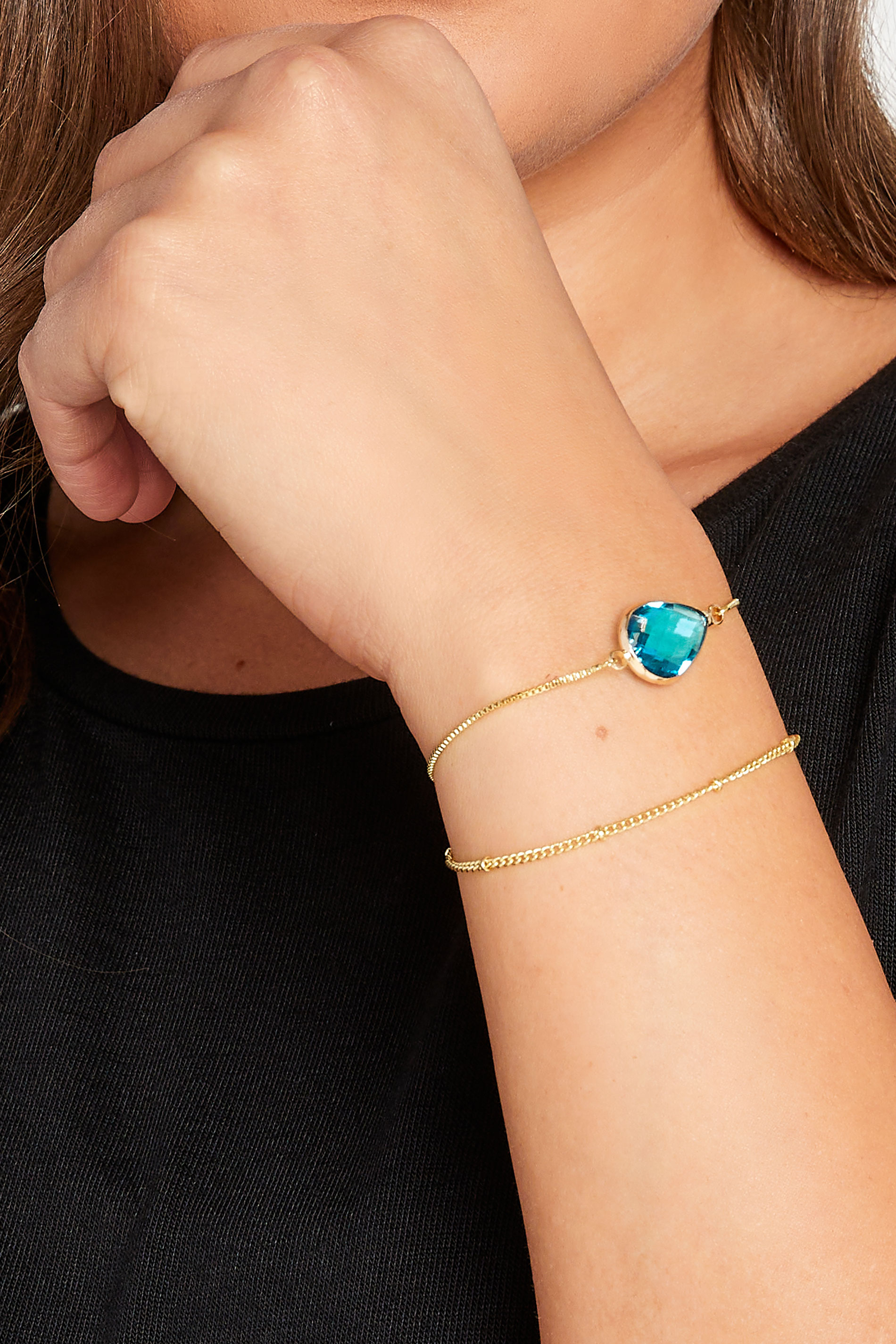 Yours 2 PACK Gold & Blue Tear Drop Chain Bracelet