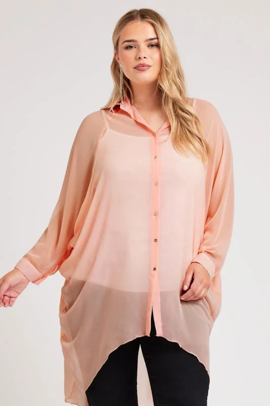 Yours London YOURS LONDON Curve Pink Longline Batwing Sleeve Shirt
