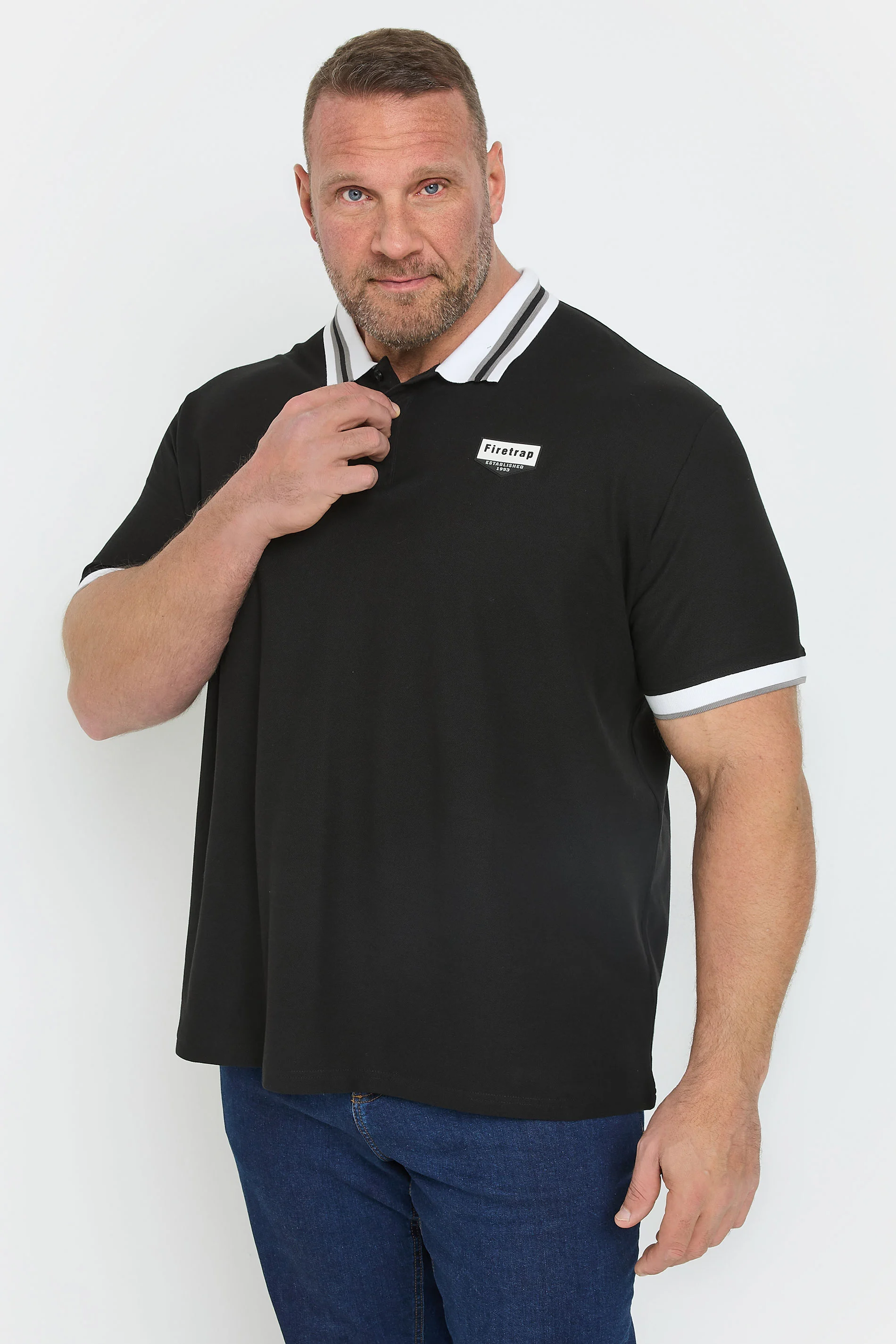 Firetrap FIRETRAP Big & Tall Black Jersey Polo Shirt