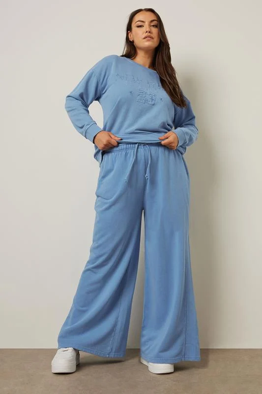 Yours YOURS Curve Blue Wide Leg Joggers