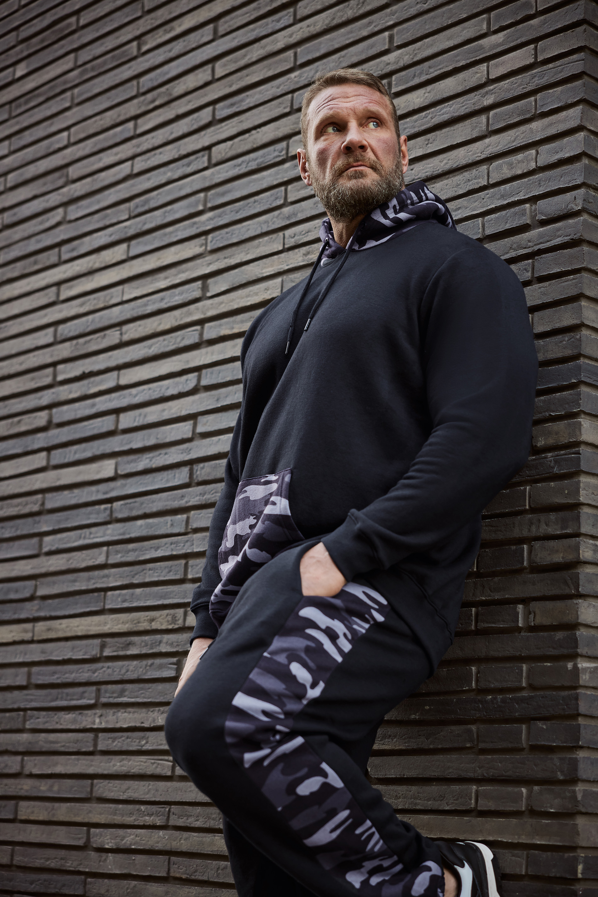 BadRhino BadRhino Big & Tall Black Camouflage Print Hoodie