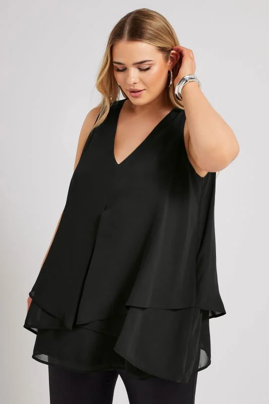 Yours London YOURS LONDON Curve Black Layered Sleeveless Blouse