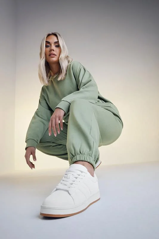 Yours YOURS Curve Sage Green Long Sleeve Crew Neck Sweatshirt