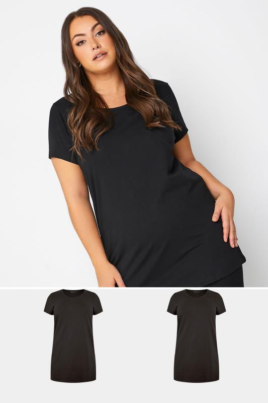 Yours YOURS Curve 2 PACK Black Longline T-Shirts