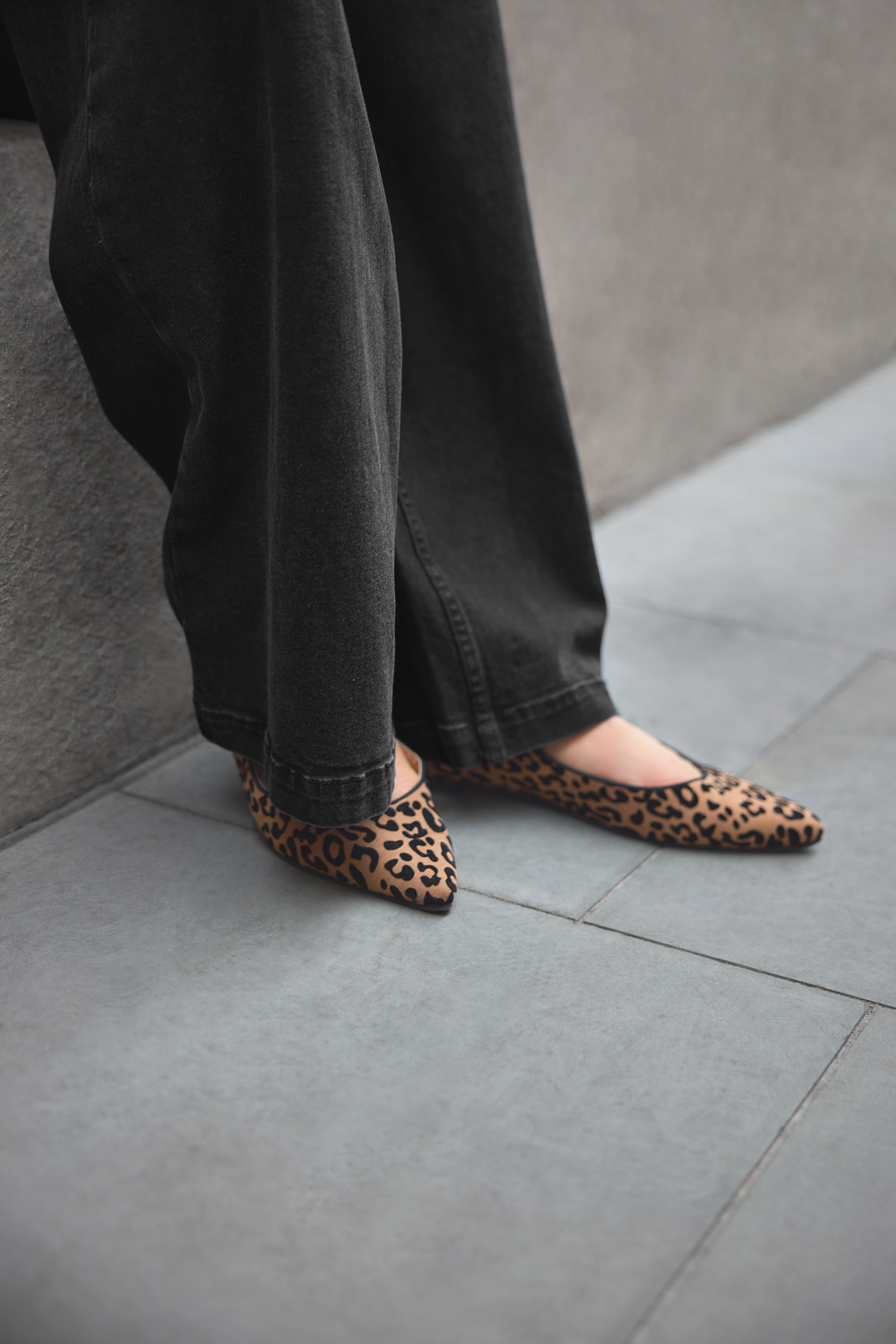 LTS LTS Natural Brown Leopard Print Mary Jane Point Flats In Standard Fit
