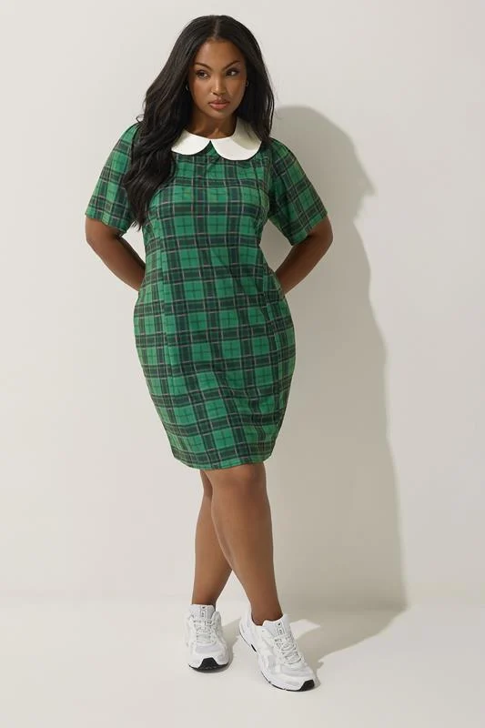 Limited Collection LIMITED COLLECTION Curve Green Check Collared Mini Dress