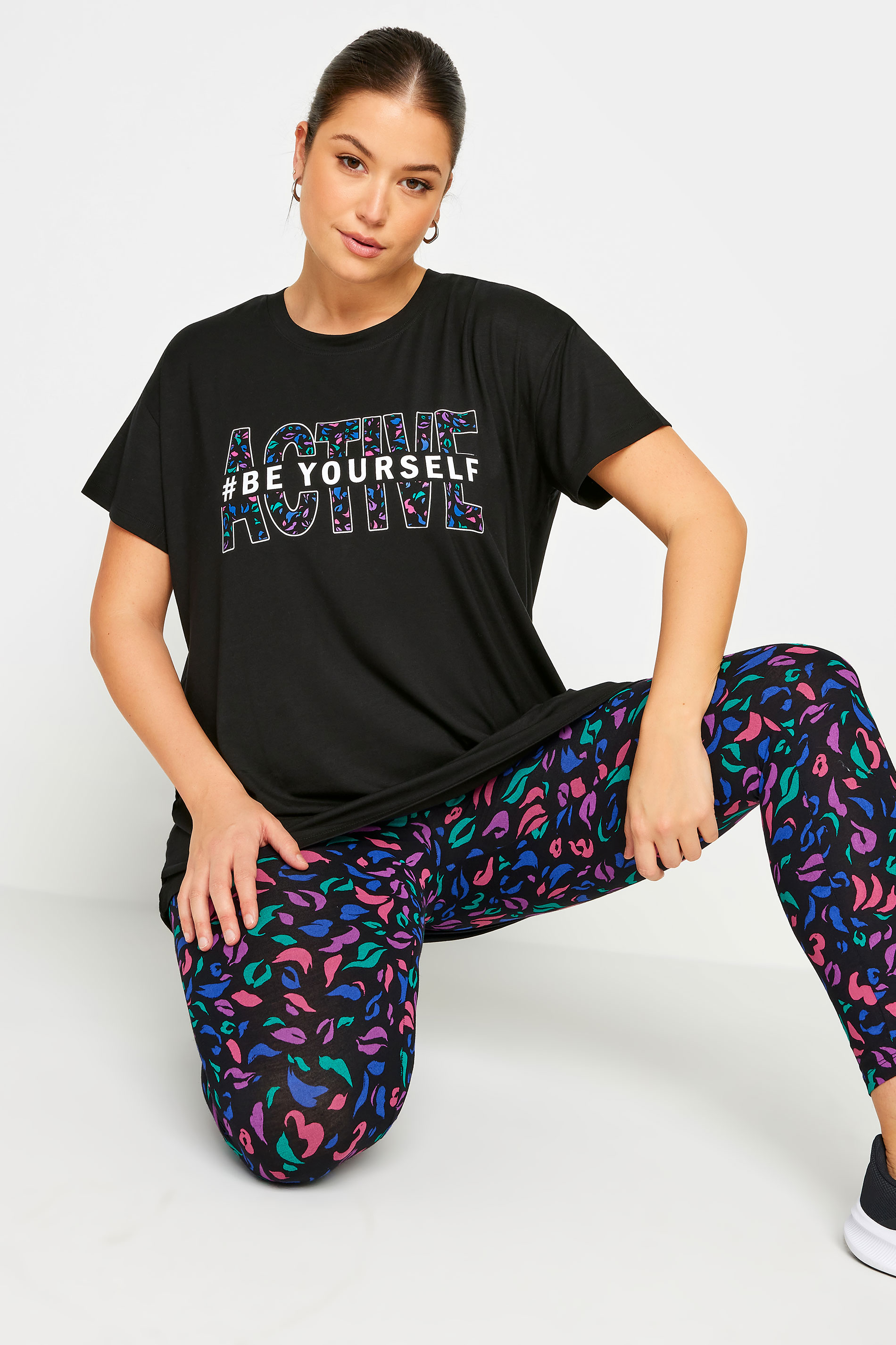 Yours YOURS ACTIVE Curve Black '#Be Yourself' Top