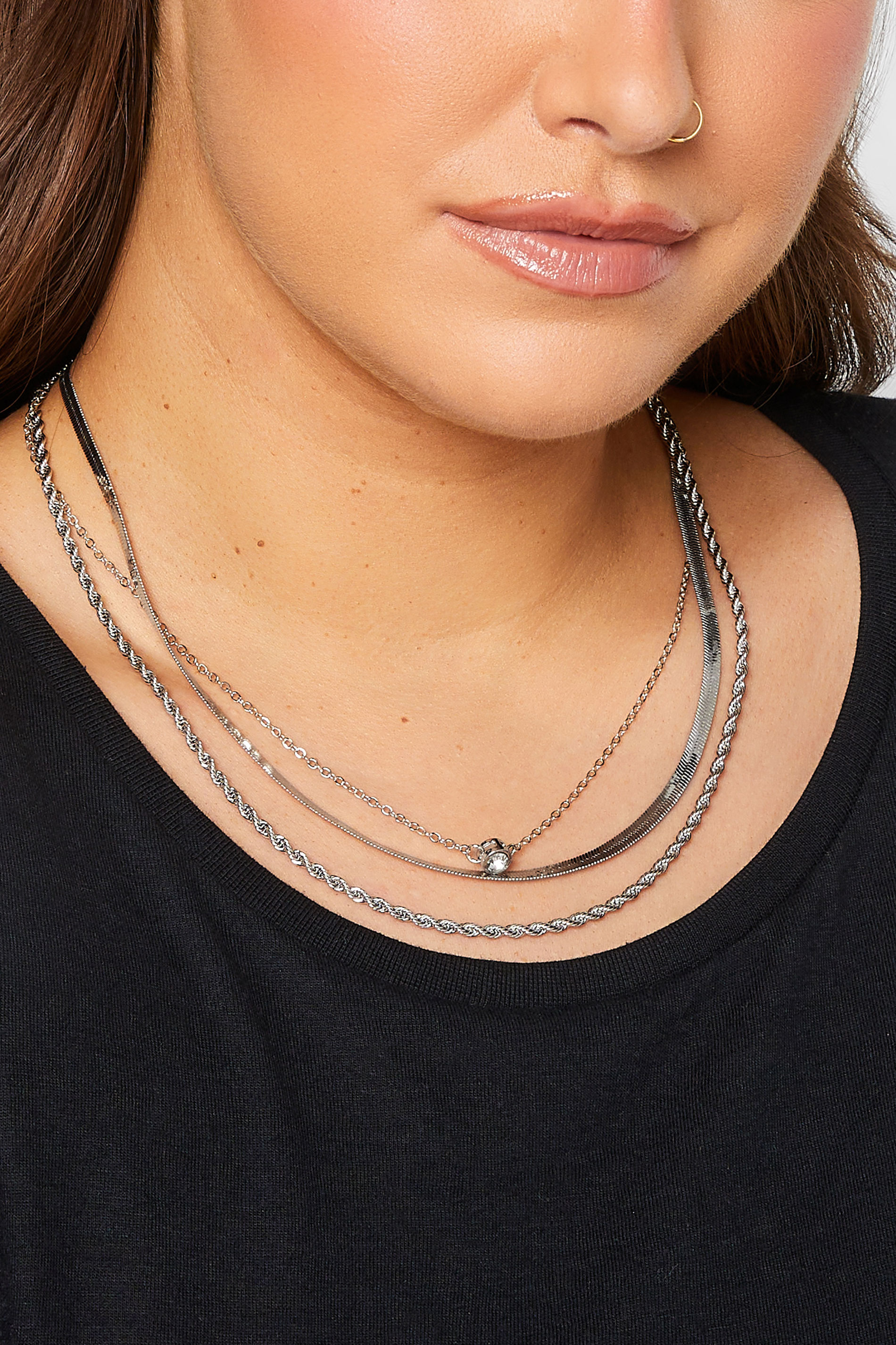 Yours 4 PACK Silver Diamante Chain Necklace Set