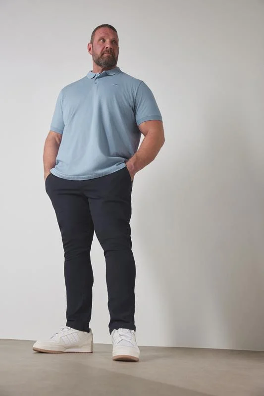 Studio A STUDIO A Big & Tall Blue Zip Neck Polo Shirt