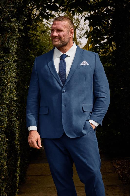 BadRhino BadRhino Tailoring Big & Tall Dark Navy Blue Linen Suit Jacket