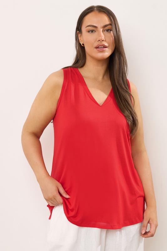 Evans EVANS Curve Red Modal Rich Vest Top