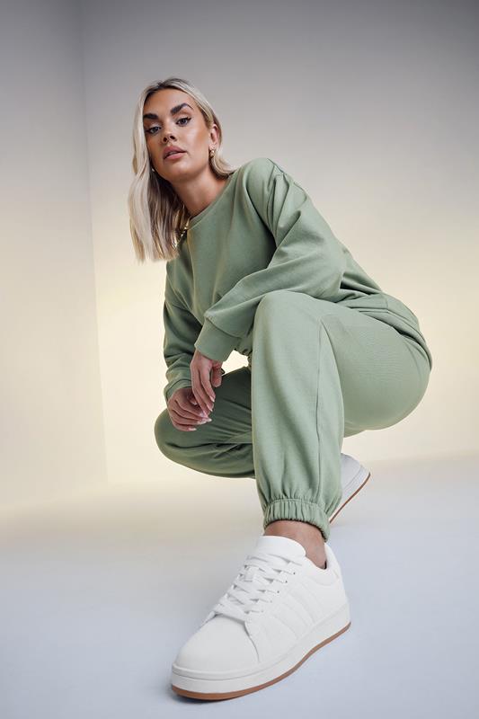 Yours YOURS Curve Sage Green Long Sleeve Crew Neck Sweatshirt