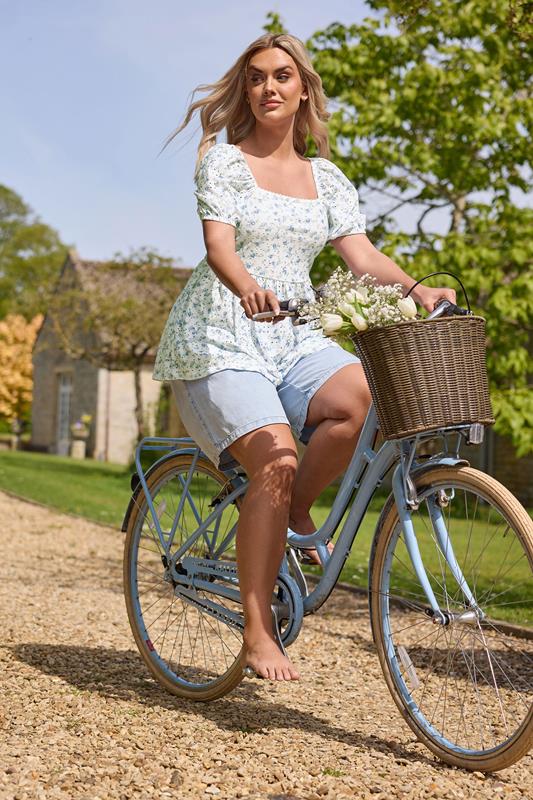 Yours YOURS Curve Light Blue Denim Bermuda Shorts
