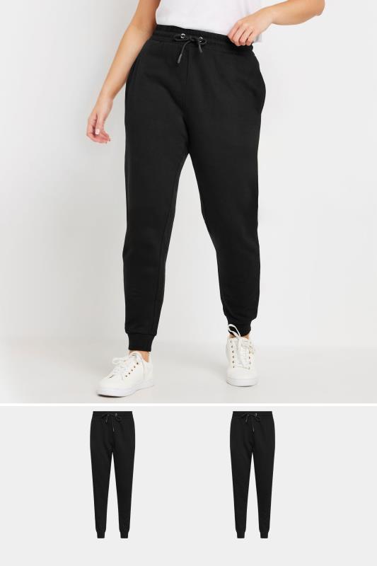 M&Co Womens M&Co 2 Pack Black Cuffed Drawstring Joggers