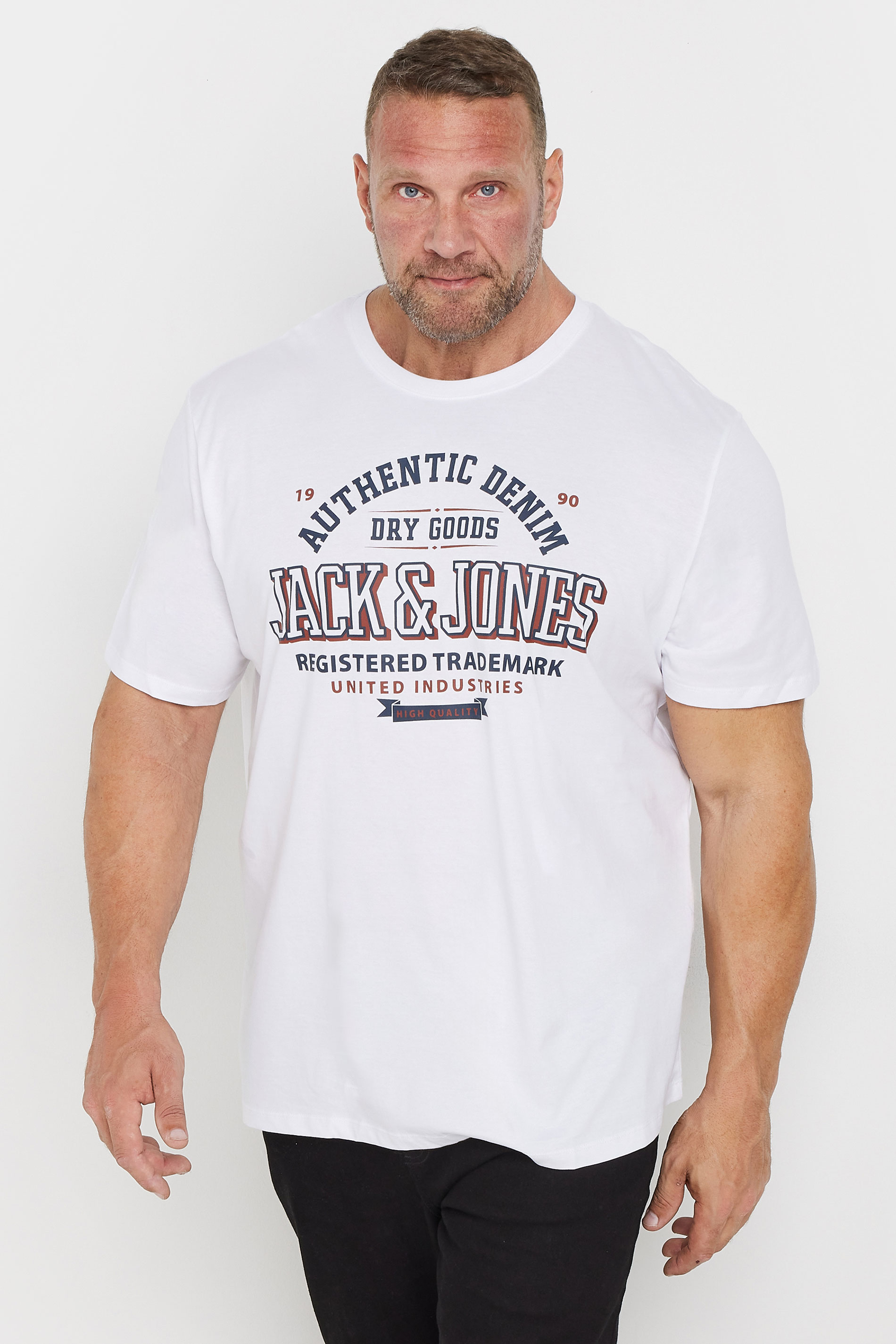 Jack & Jones JACK & JONES Big & Tall White 'Authentic Denim' Chest Logo T-Shirt