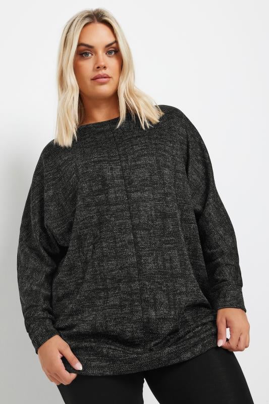 Yours YOURS Curve Black Long Sleeve Soft Touch Top