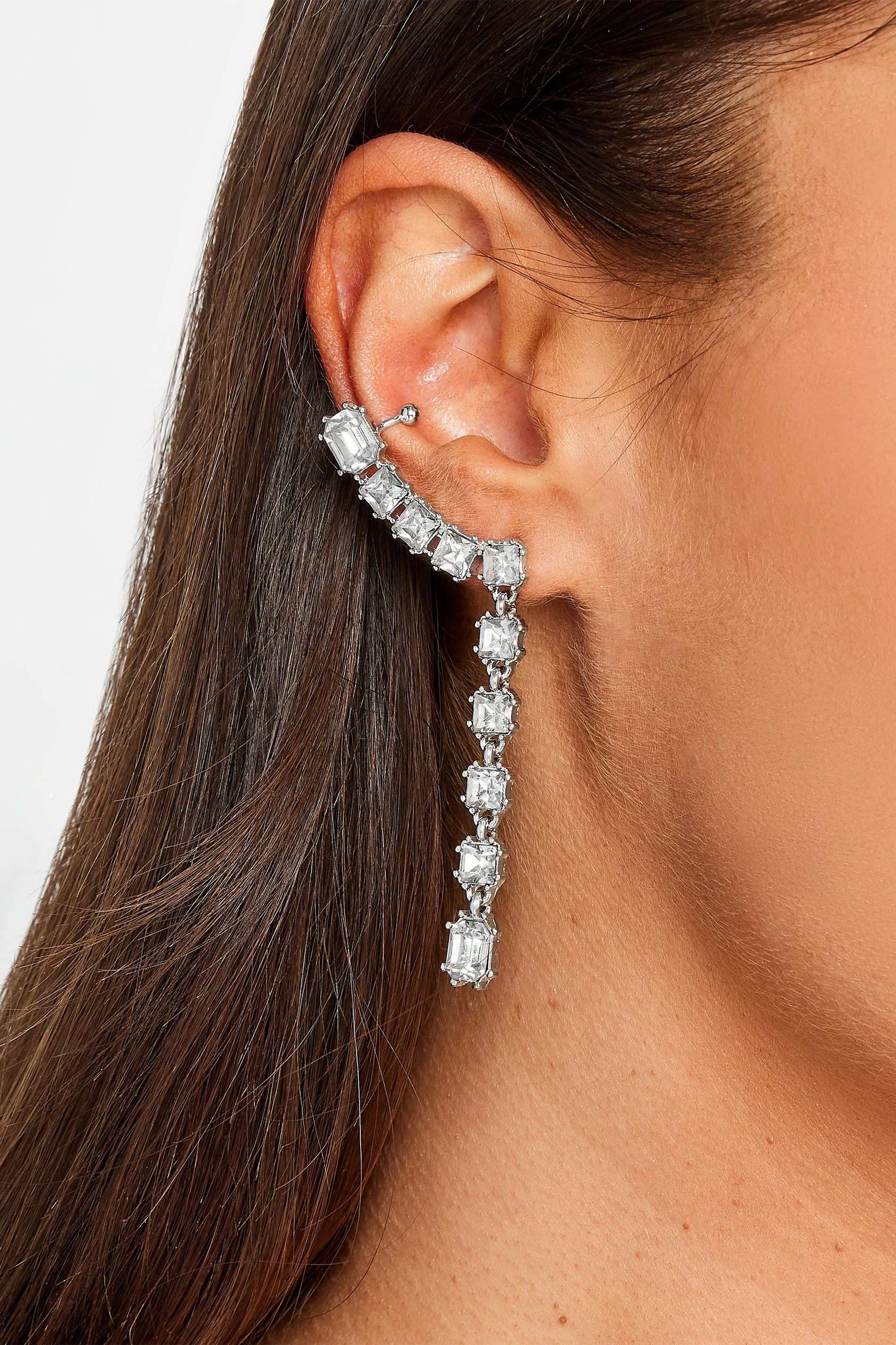 Yours Silver Tone Diamante Ear Cuff Earrings