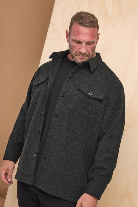 BadRhino BadRhino Big & Tall Charcoal Grey Premium Button Down Shacket