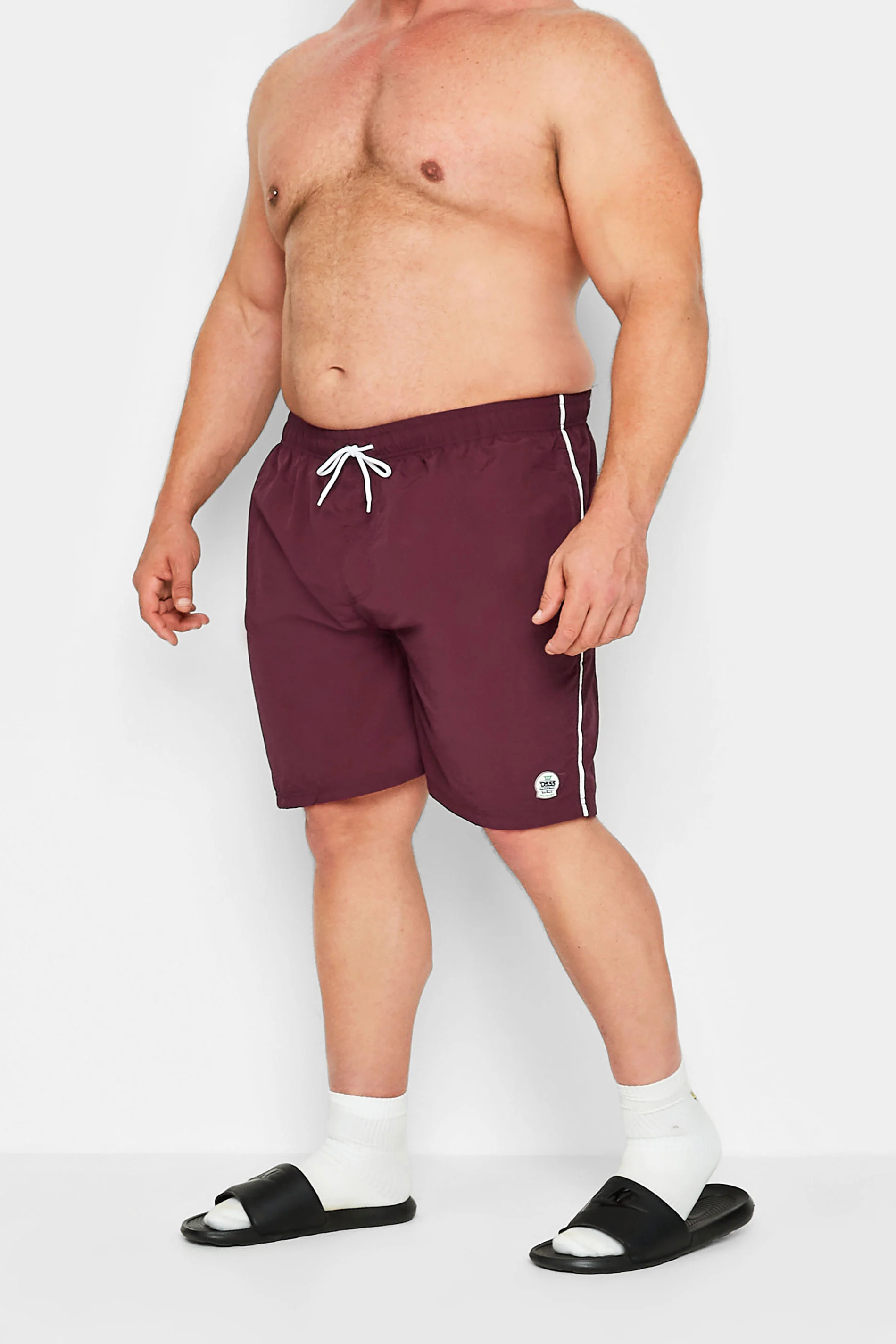 D555 D555 Burgundy Full Length Swim Shorts