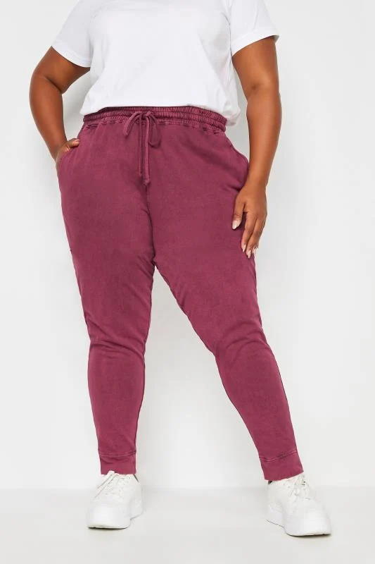 Yours YOURS Curve Red Acid Wash Joggers
