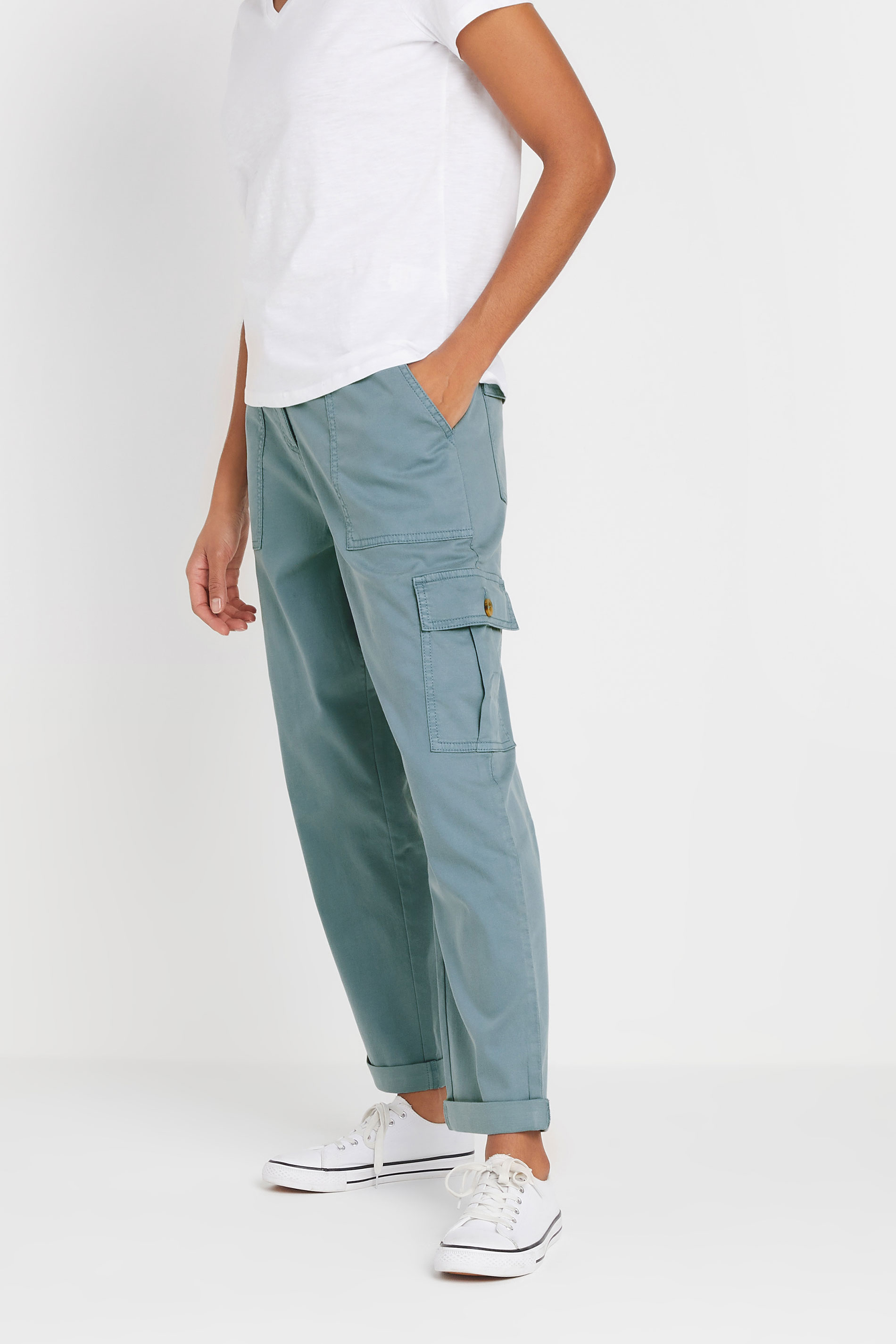M&Co Womens M&Co Light Blue Cargo Pocket Trousers
