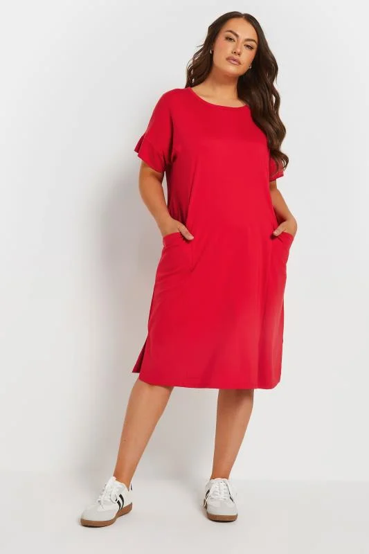 Yours YOURS Curve Red Pocket Detail Dress