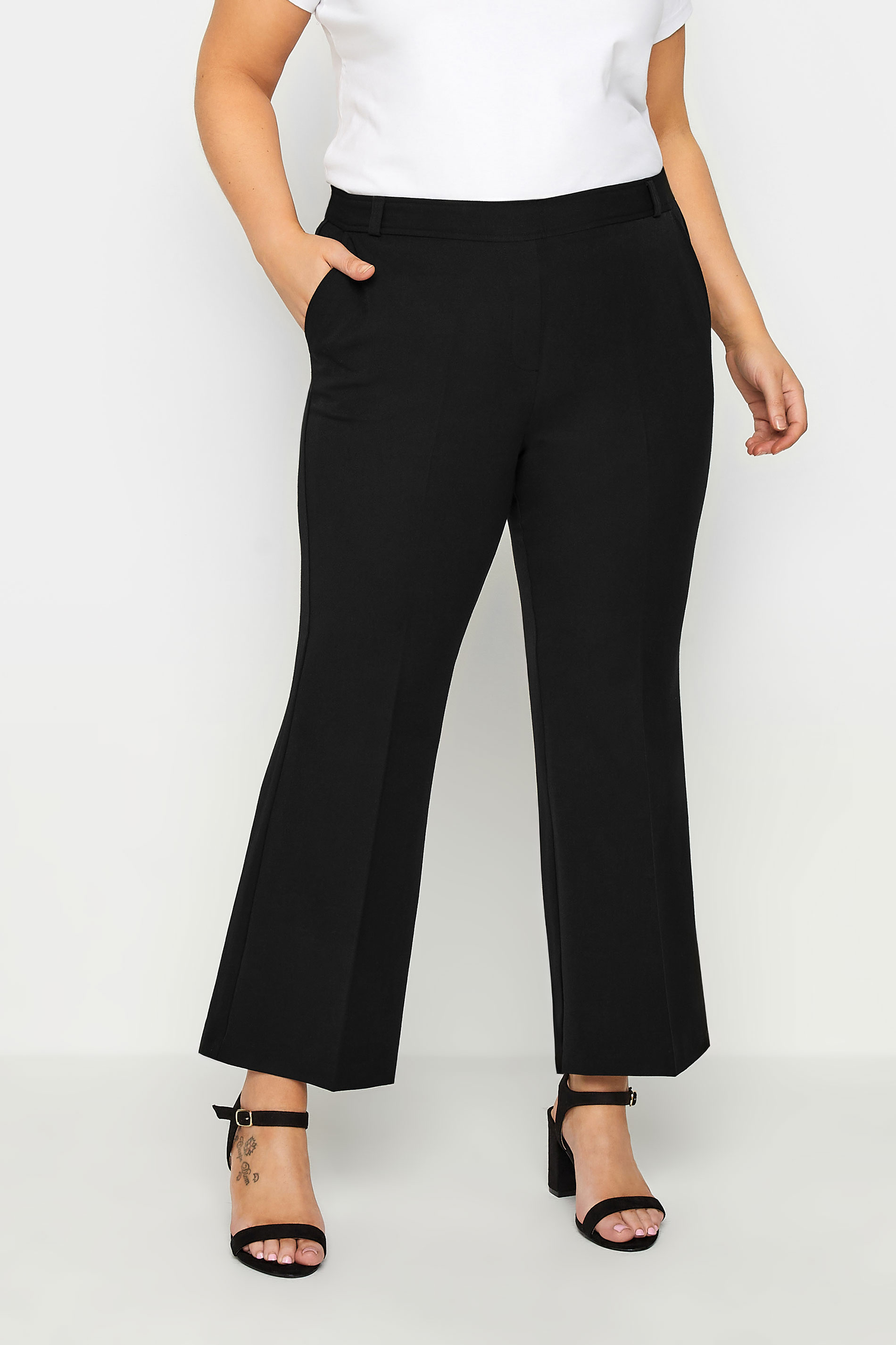 Evans Evans Black Wide Leg Pocket Trousers