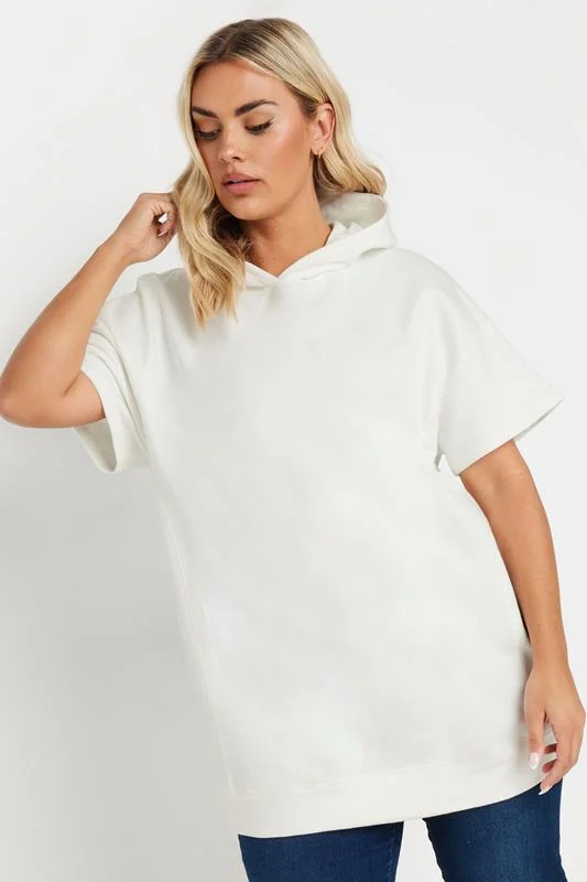 Yours YOURS Curve White Short Sleeve Hoodie