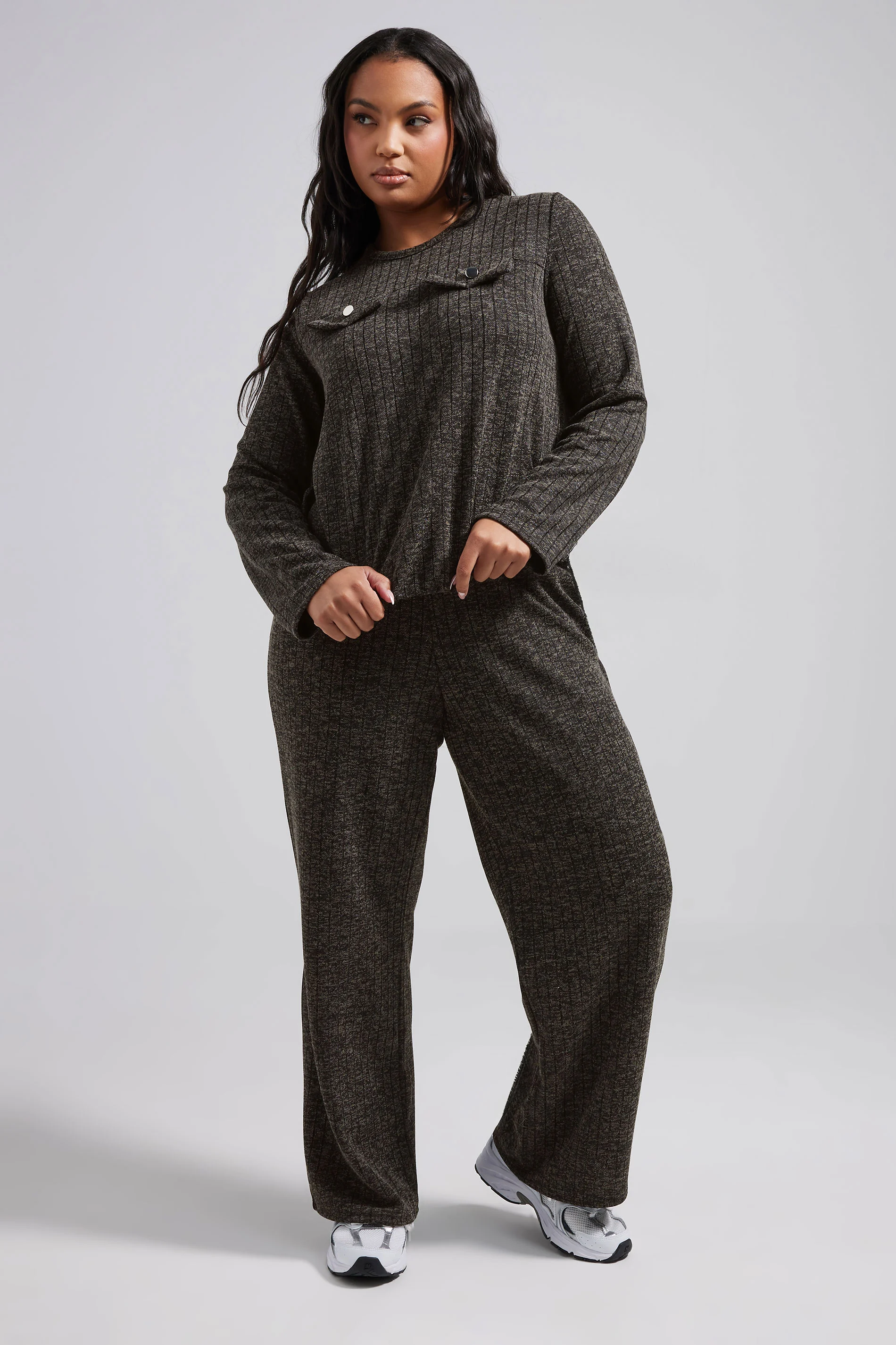 Limited Collection LIMITED COLLECTION Curve Grey Ribbed Pocket Detail Top