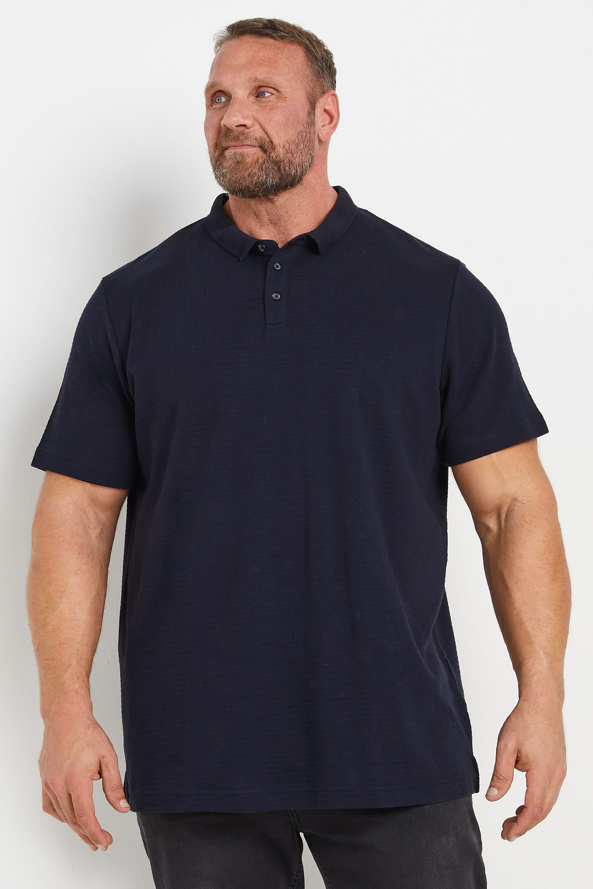 Jack & Jones JACK & JONES Big & Tall Navy Blue Polo Shirt With Short Sleeves