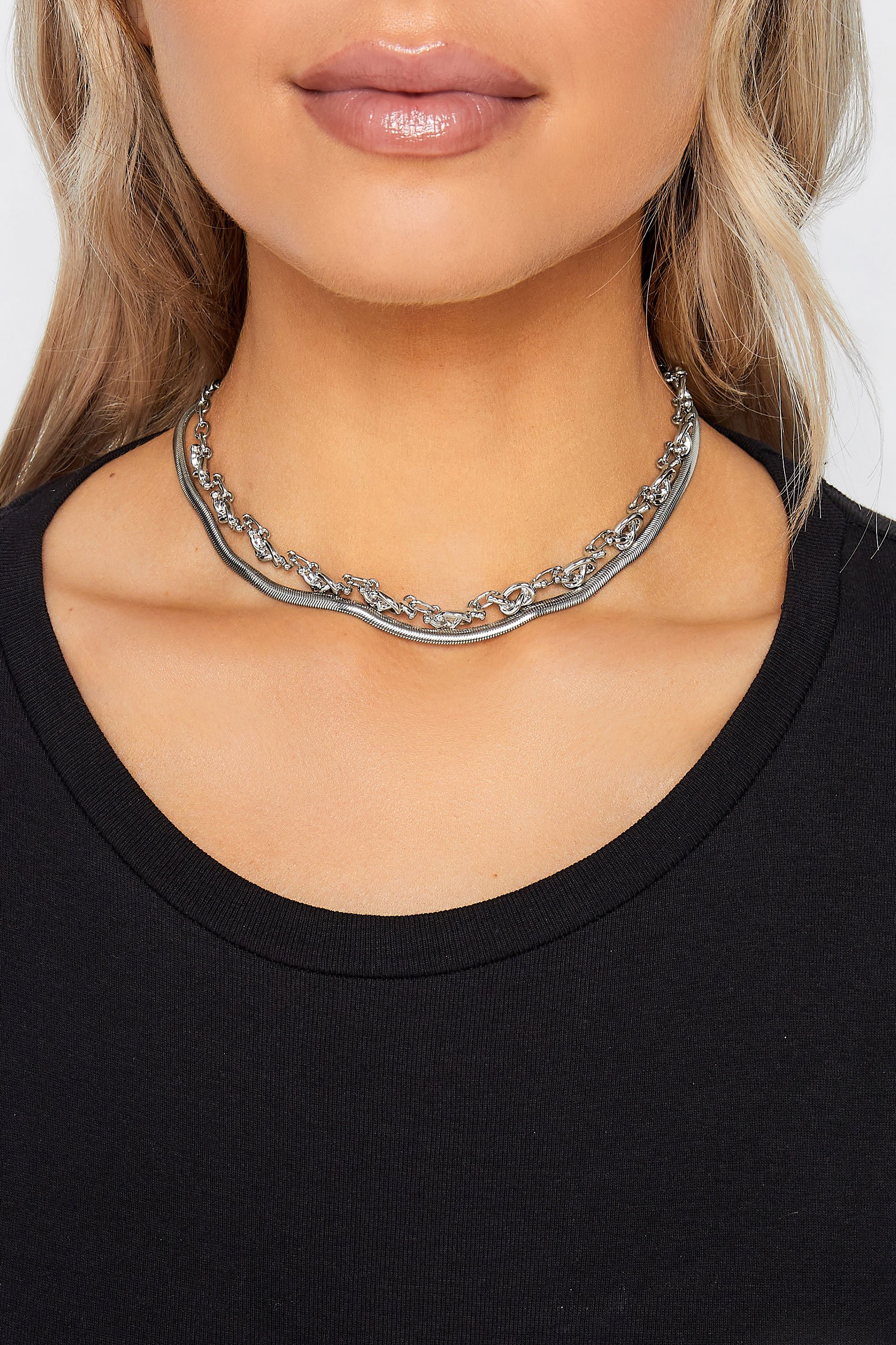 Yours 2 PACK Silver Knot Chain Choker Necklace