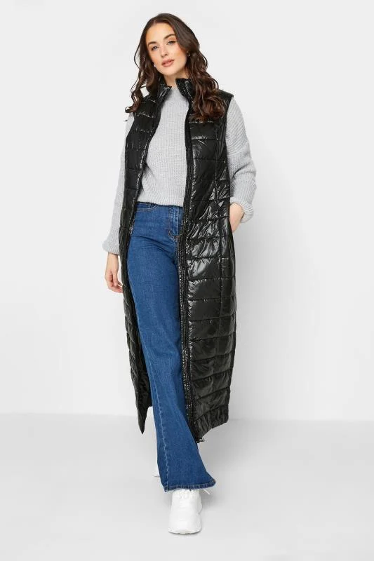 LTS LTS Tall Black High Shine Maxi Puffer Gilet