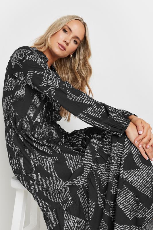 LTS LTS Tall Black Abstract Dash Tiered Smock Dress