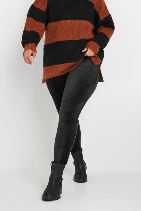 Yours YOURS Curve Black Velour Leggings