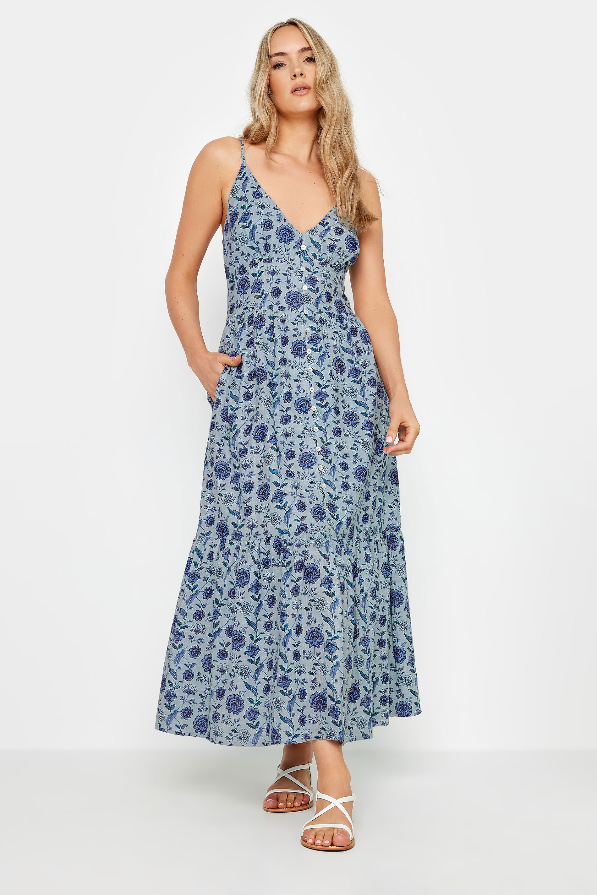 LTS LTS Tall Blue Floral Print Midaxi Sundress