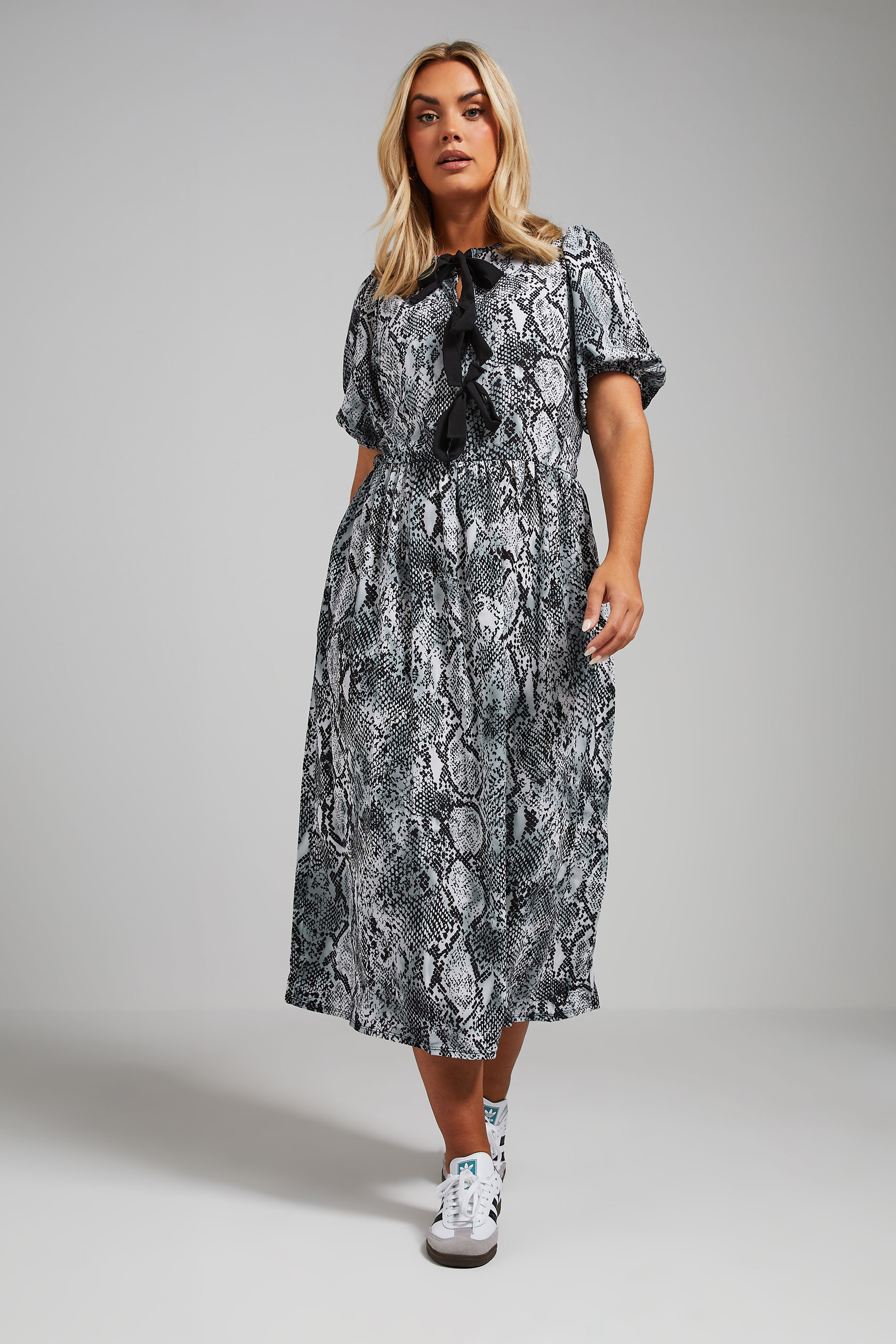 Limited Collection LIMITED COLLECTION Curve Grey Snake Print Bow Dress