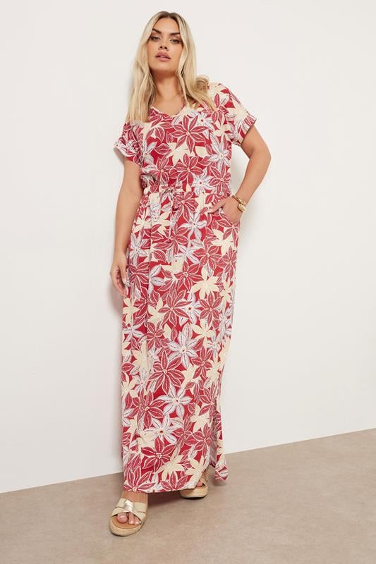 Yours YOURS Curve Red Floral Print Maxi Dress