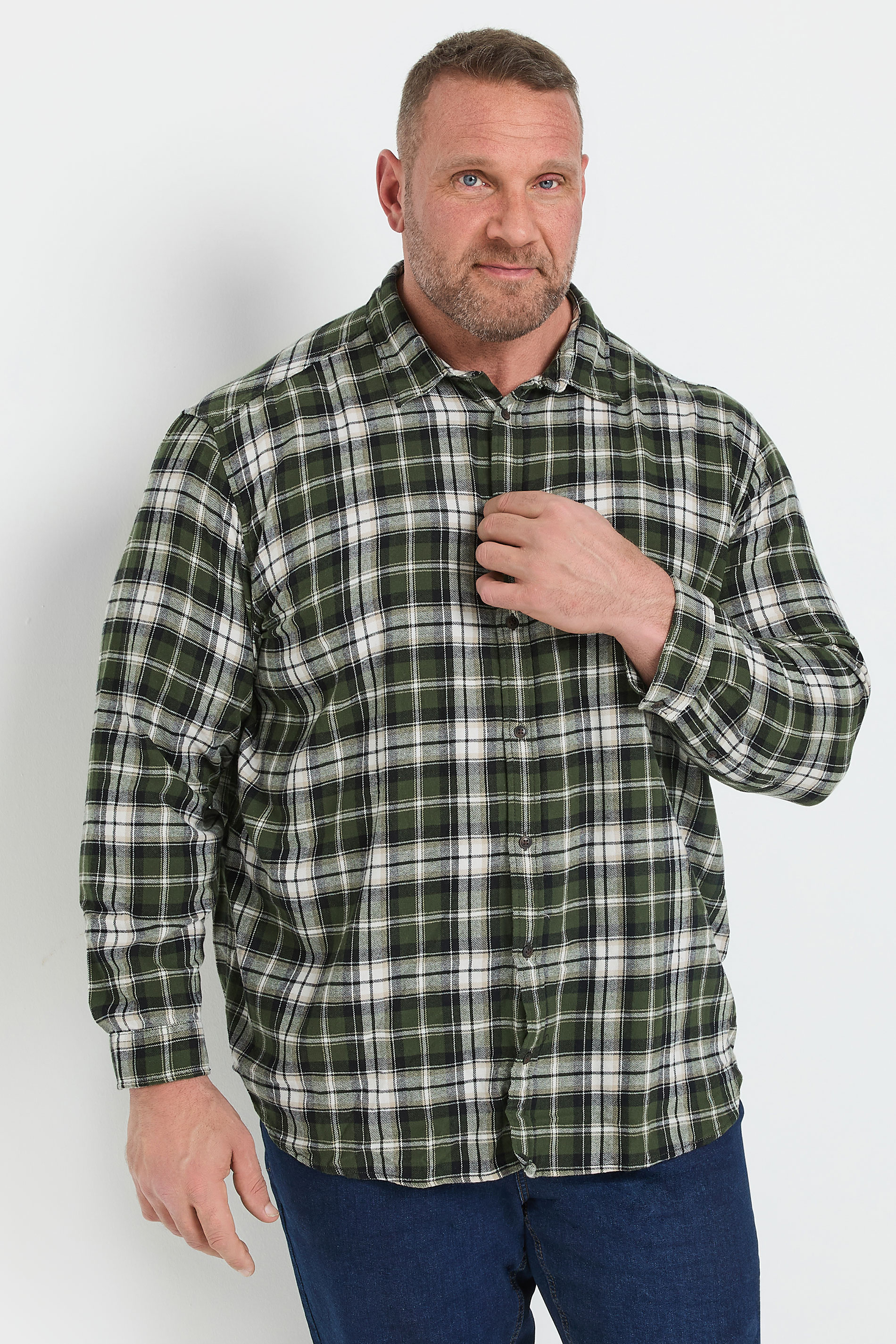 Jack & Jones JACK & JONES Big & Tall Green Flannel Checked Shirt