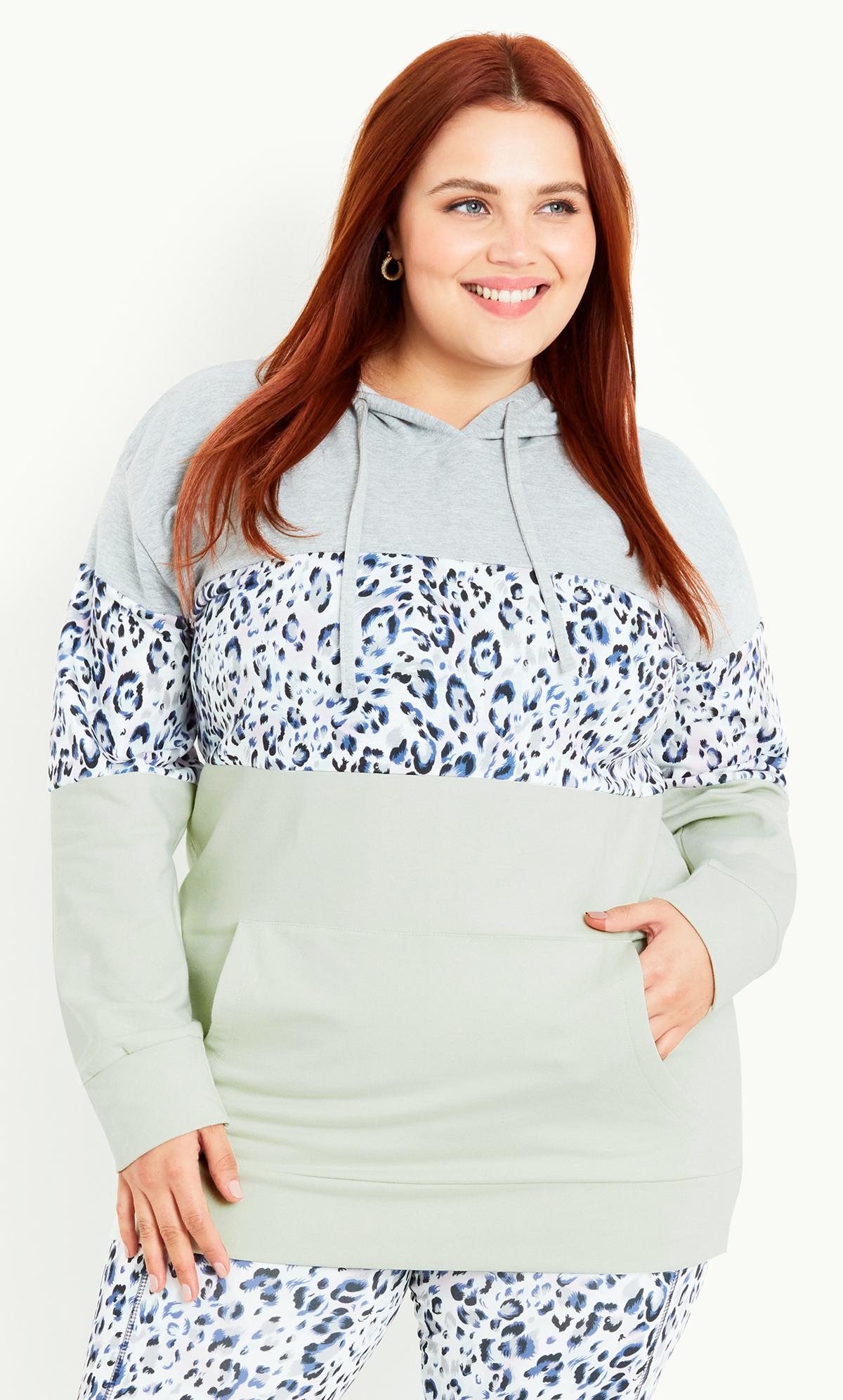 Evans Evans Grey Animal Print Hoodie