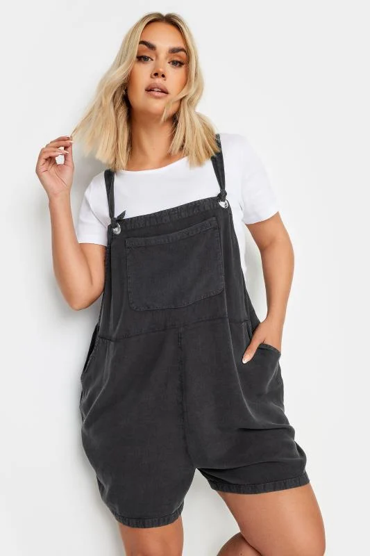 Yours YOURS Curve Washed Black Dungarees