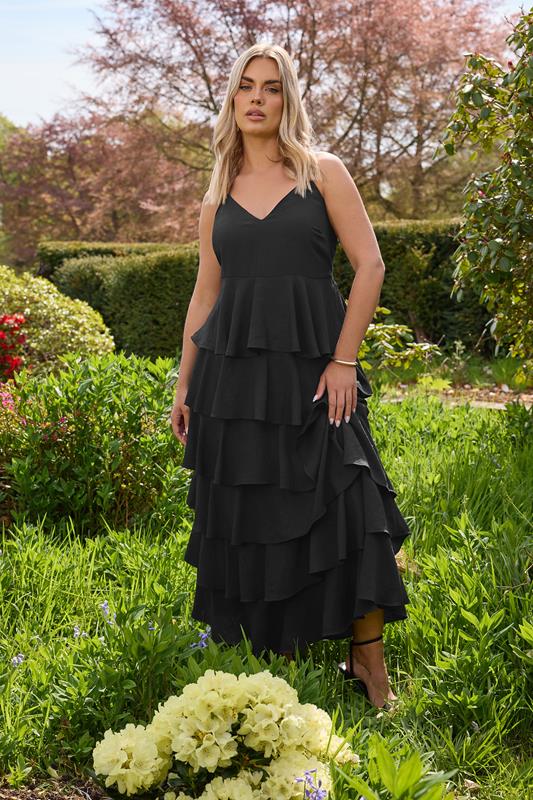 Yours YOURS Curve Black Ruffle Maxi Dress
