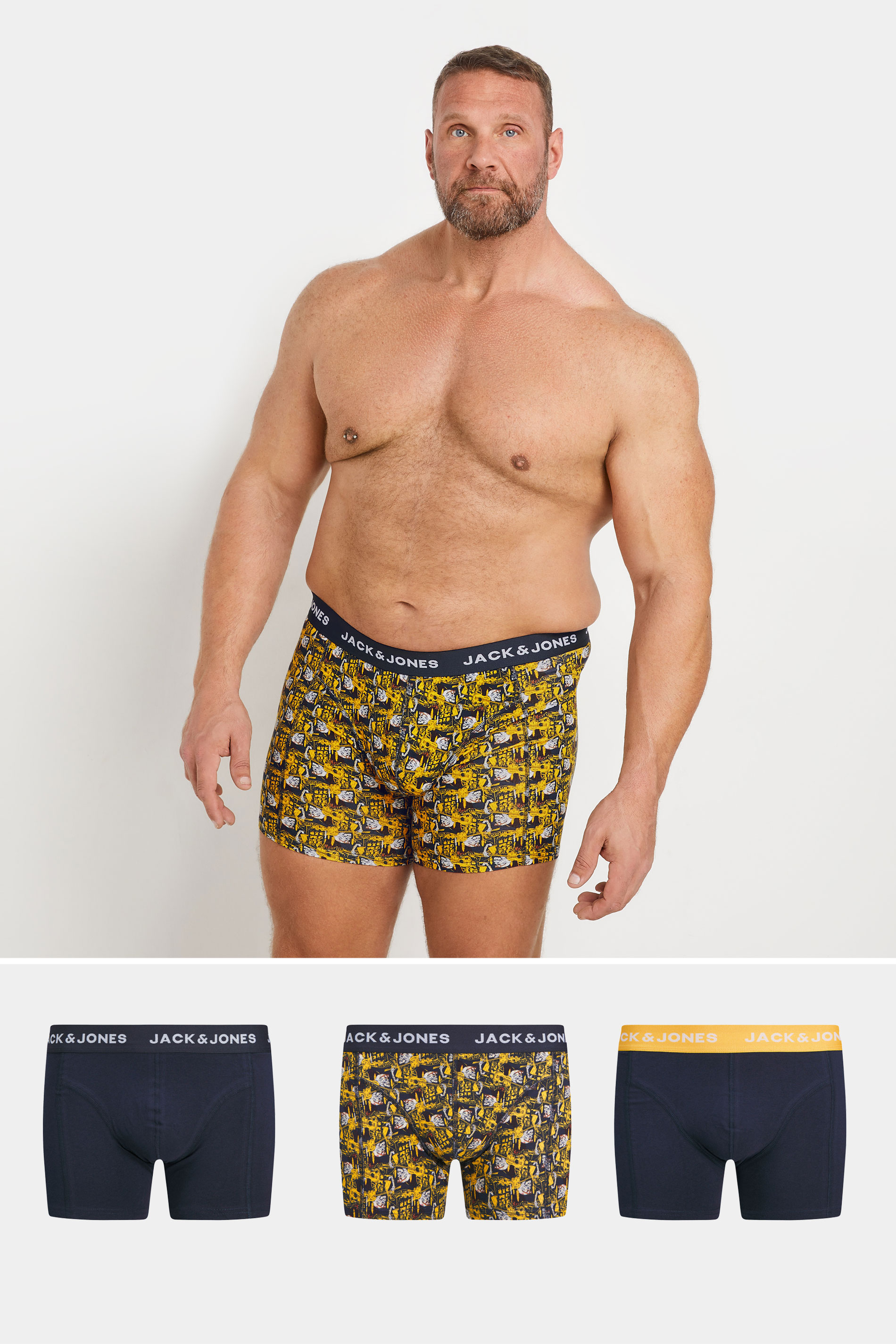 Jack & Jones JACK & JONES Big & Tall 3 PACK Navy & Skull Print Boxers