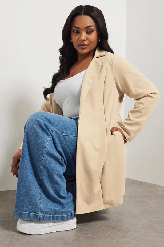 Yours YOURS Curve Beige Brown Longline Blazer