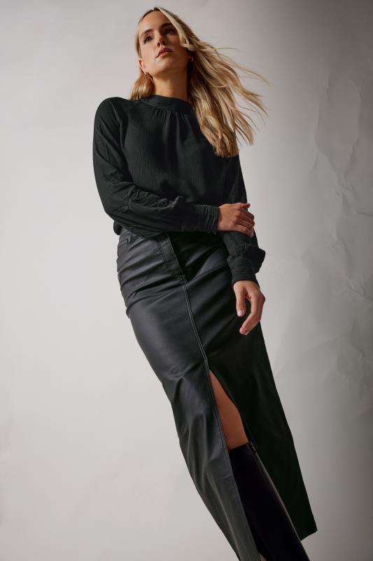 LTS LTS Tall Black Coated Midi Skirt