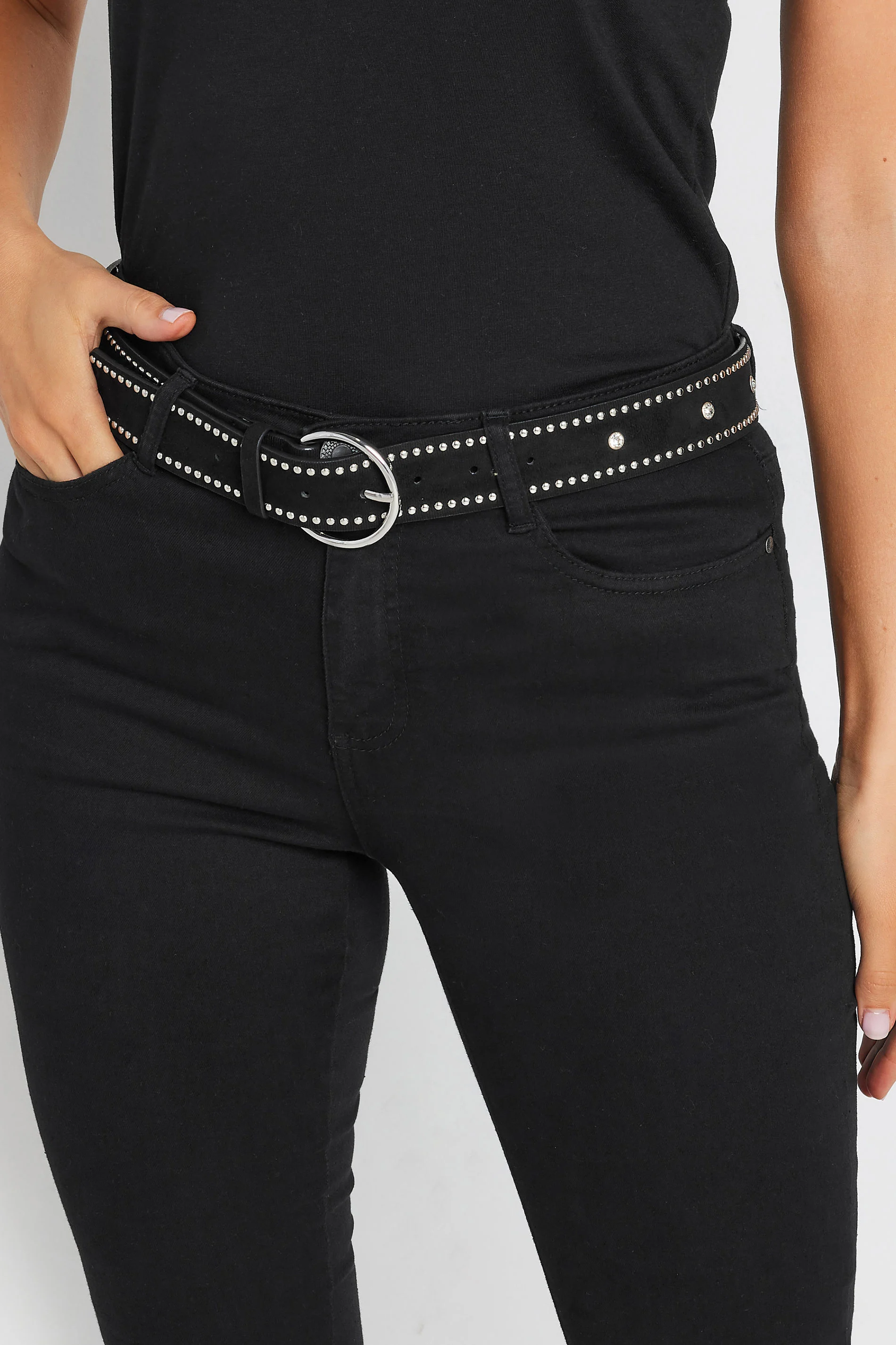 LTS LTS Black Diamante Stud Micro Belt