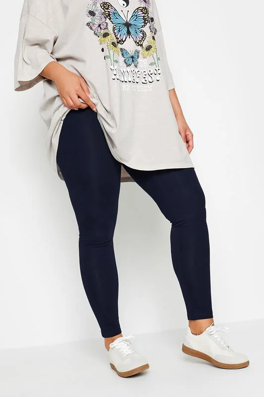 YOURS FOR GOOD YOURS FOR GOOD Curve Navy Blue Cotton Stretch Leggings