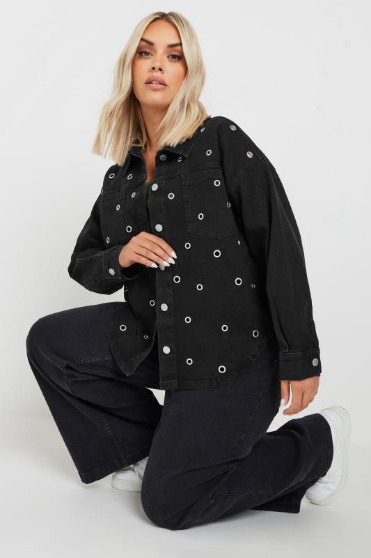 Yours YOURS Curve Black Eyelet Denim Jacket